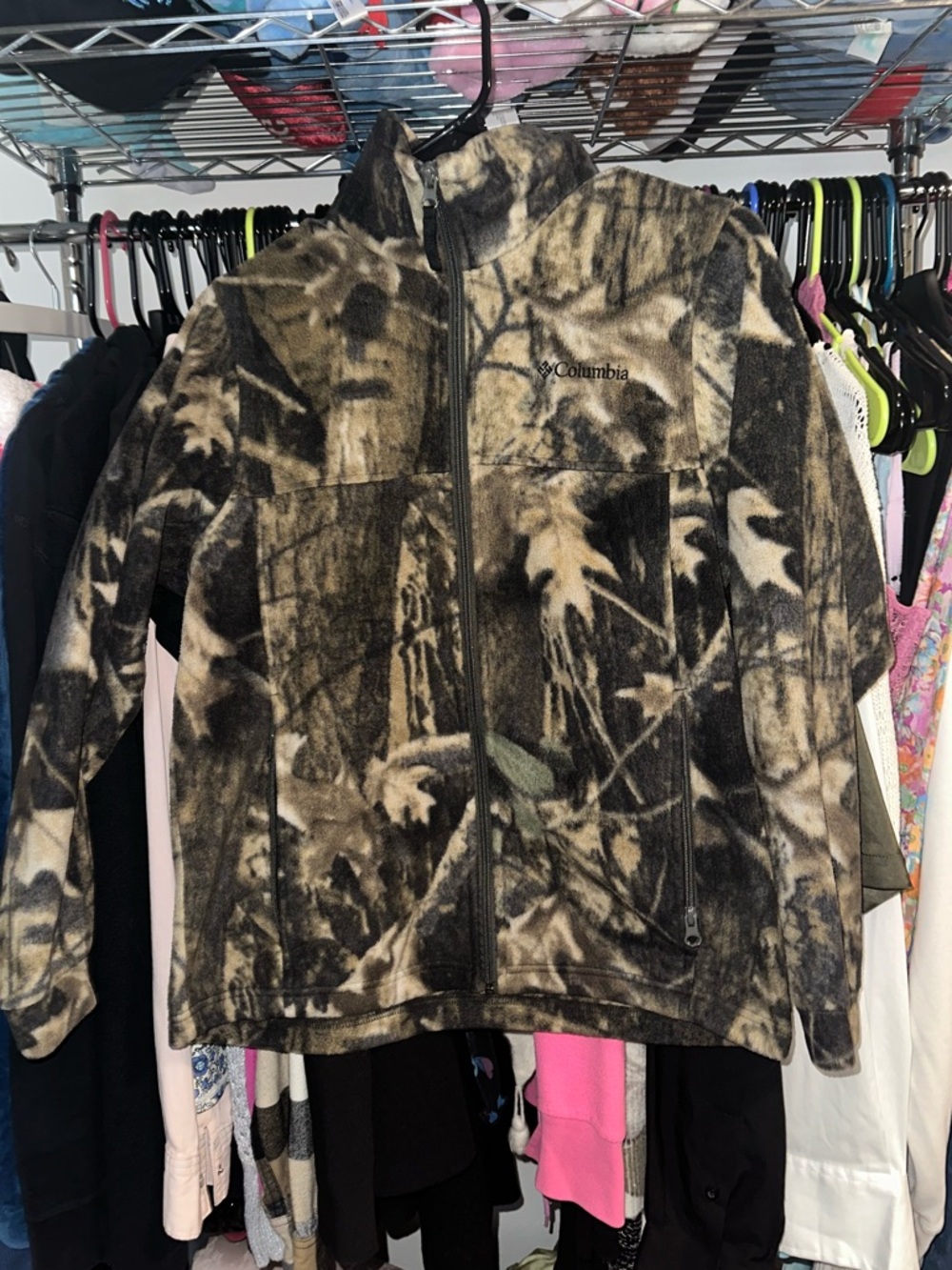 Columbia Youth Fleece Jacket in Brown and Cream Camo